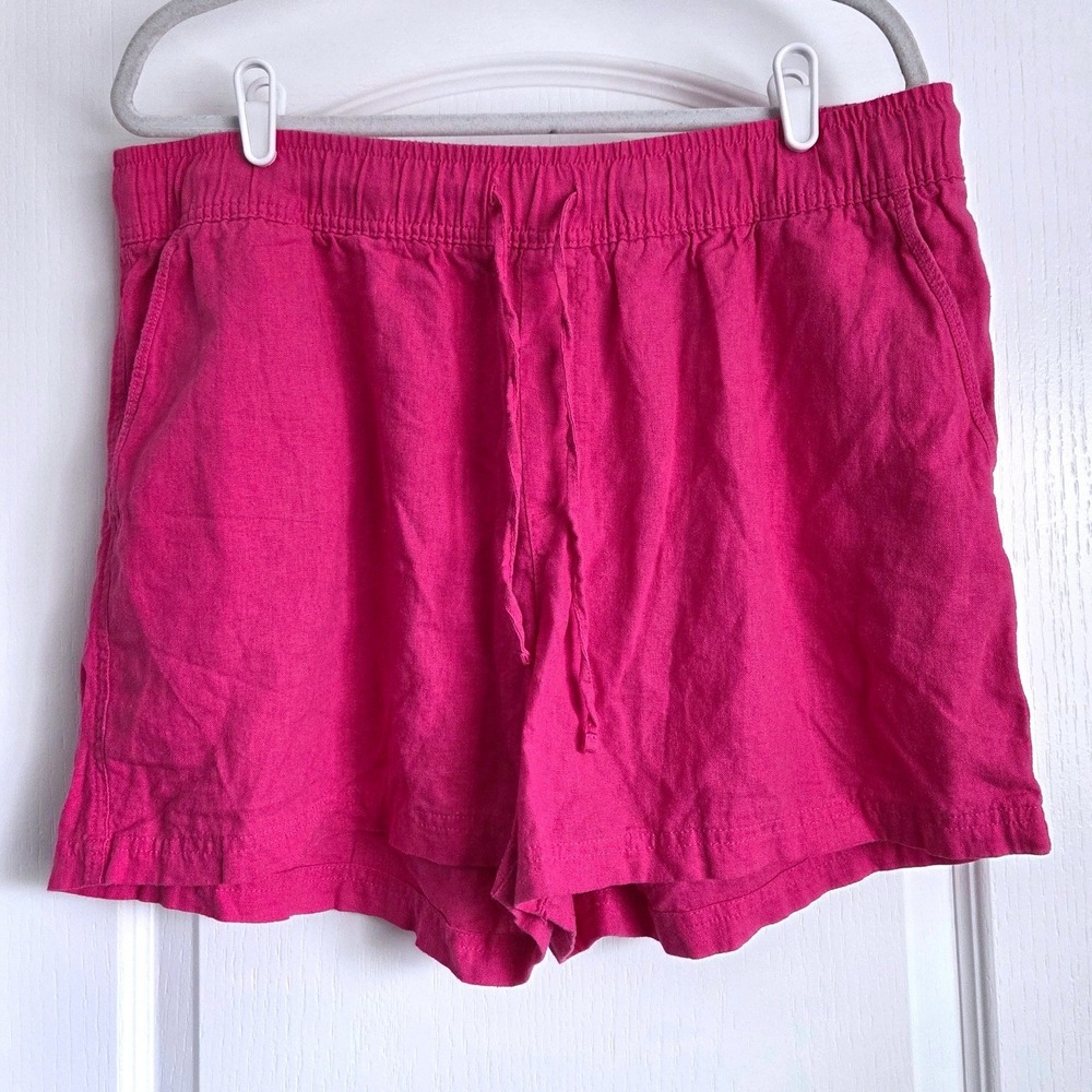 Gap Hot Pink Linen Blend Pull On Shorts Women Sz XL Beachy Vacation Lightweight - Picture 1 of 7